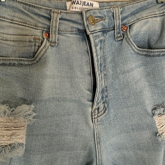 Wax Jeans Mom Light Wash Distressed Sz 5 Sz 27 - Picture 5 of 10